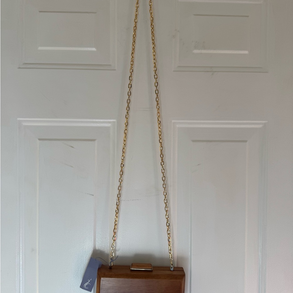 Elegant Brown Clutch with Gold Chain